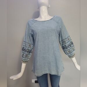 Bob Timberlake Chambray Embroidered Top, BNWT, Size XS